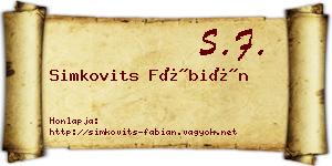 Simkovits Fábián névjegykártya